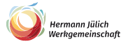 Logo der Hermann Jülich Werkgemeinschaft mit einem kreisförmigen, abstrakten Design in verschiedenen Farben.